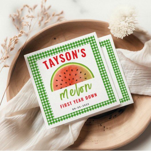 Serviette En Papier One in a Melon 1st Birthday – Cute Watermelon