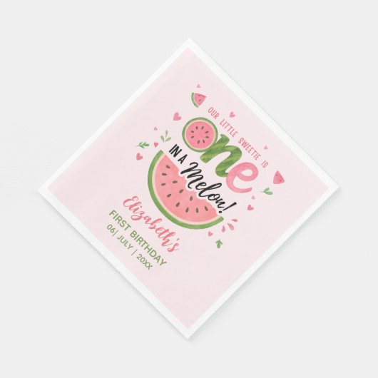 Serviette En Papier One in a Melon! First Birthday Girl Party (Coin)