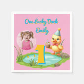 Serviette En Papier One Lucky Duck Kids 1st Birthday Photo (Devant)