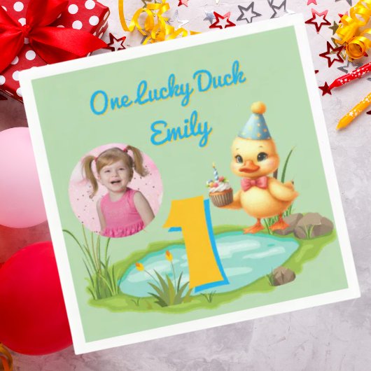 Serviette En Papier One Lucky Duck Kids 1st Birthday Photo
