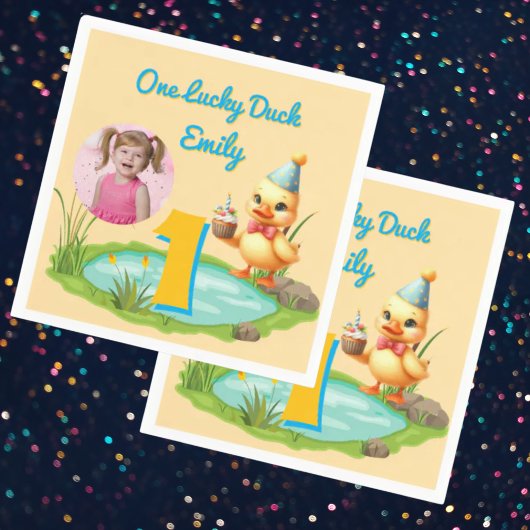 Serviette En Papier One Lucky Duck Kids 1st Birthday Photo