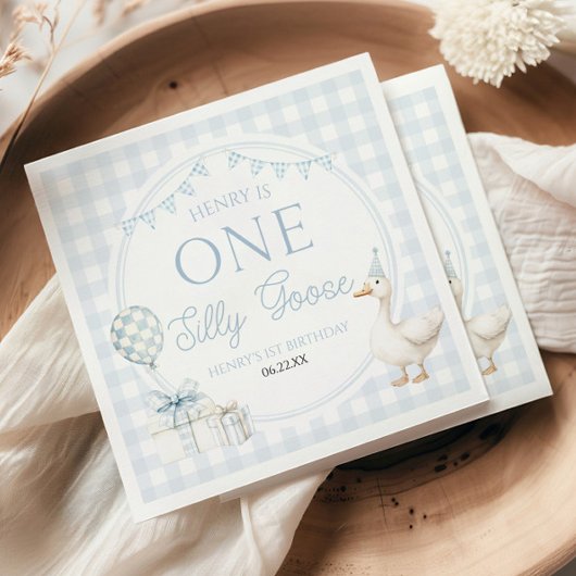 Serviette En Papier ONE Silly Goose Blue 1st Birthday Party