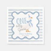 Serviette En Papier One Silly Goose Blue Bow 1st Birthday (Devant)