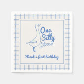 Serviette En Papier One Silly Goose Blue Drawn 1st Boy Birthday  (Devant)