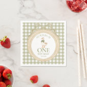 Serviette En Papier One Silly Goose Bow Gingham 1st Birthday Napkin (En situation)