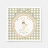 Serviette En Papier One Silly Goose Bow Gingham 1st Birthday Napkin (Devant)