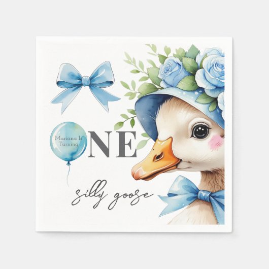 Serviette En Papier One Silly Goose Boy Birthday (Devant)