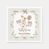 Serviette En Papier One Silly Goose Brown Bow 1st Birthday (Devant)