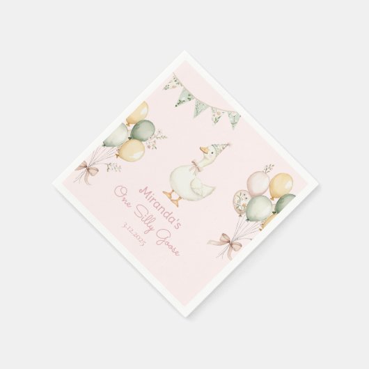 Serviette En Papier One Silly Goose Girl 1st Birthday (Coin)