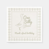 Serviette En Papier One Silly Goose Green Hand Drawn 1st Birthday (Devant)