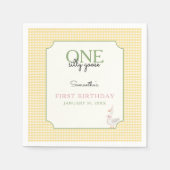 Serviette En Papier One Silly Goose Pink and Gingham 1st Birthday (Devant)