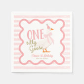 Serviette En Papier One Silly Goose Pink Bow 1st Birthday (Devant)
