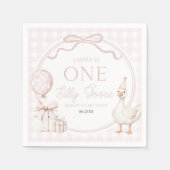 Serviette En Papier ONE Silly Goose Pink Bow 1st Birthday Party (Devant)