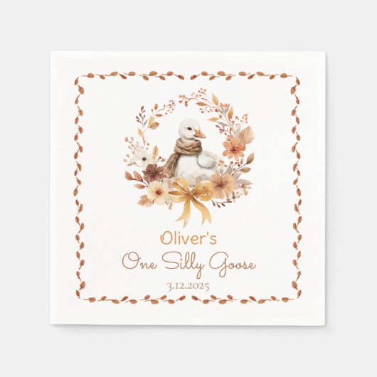 Serviette En Papier One Silly Goose Rustic Fall 1st Birthday (Devant)