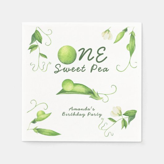 Serviette En Papier One Sweet Pea First Birthday (Devant)