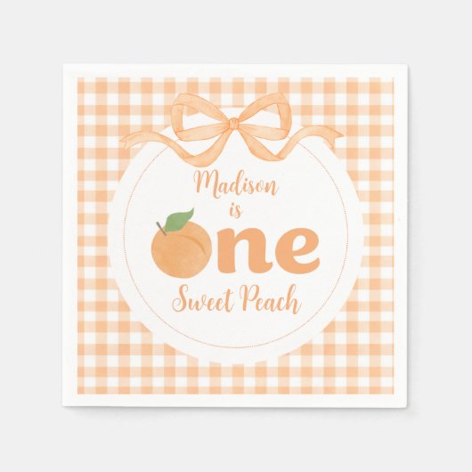 Serviette En Papier One Sweet Peach Girl 1er anniversaire (Devant)