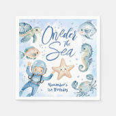 Serviette En Papier ONEder La Mer | Garçon 1er anniversaire Cute Ocean (Devant)