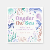 Serviette En Papier Oneder moderne Dolphin de mer Retro Premier annive (Devant)