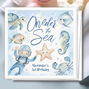 Serviette En Papier ONEder sous la mer Garçon 1er anniversaire Migno