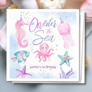 Serviette En Papier ONEder sous la mer   Sirène 1er anniversaire Joli 