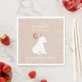 Serviette En Papier Onederland Pink Polar Bear 1er anniversaire (En situation)