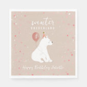 Serviette En Papier Onederland Pink Polar Bear 1er anniversaire (Devant)