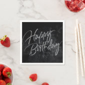 Serviette En Papier Onyx Black Velvet | Grunge Happy Birthday Script (En situation)