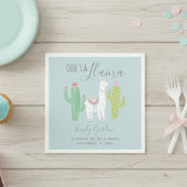 Serviette En Papier Ooh La Llama Baby shower Cute Bleu & Brown Simple