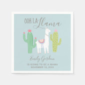 Serviette En Papier Ooh La Llama Baby shower Cute Bleu & Brown Simple (Devant)