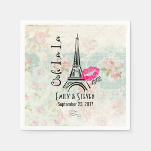 Serviette En Papier Ooh La Paris Tour Eiffel Mariage Vintage