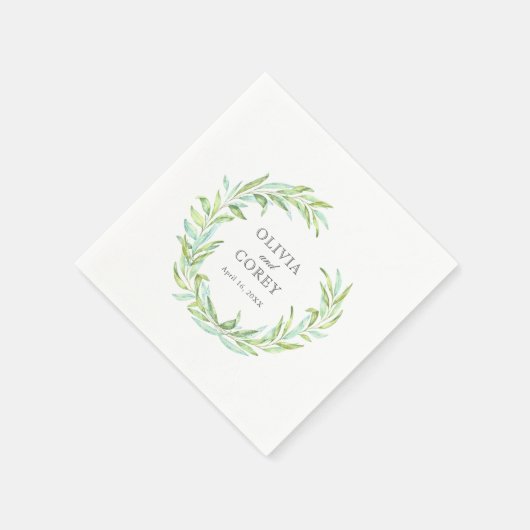 Serviette En Papier Open Laurel Wreath Mariage (Coin)