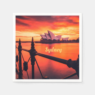 Serviette En Papier Opéra de Sydney Australie Orange Sky
