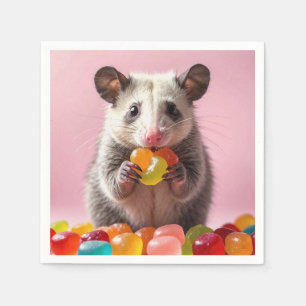 Serviette En Papier Opossum Manger Gummy Sweeties