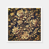 Serviette En Papier Opulence élégante : Flamand baroque Noir et Or (Devant)