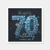 Serviette En Papier Opulent Elegant Teal Blue Diamonds 70th Birthday (Devant)