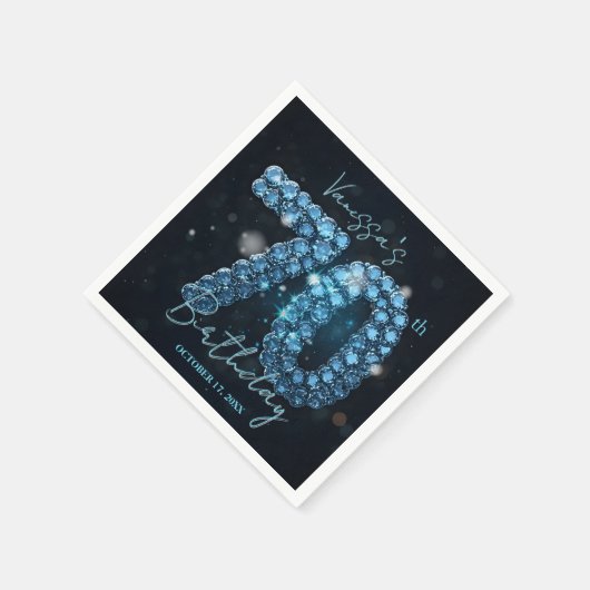 Serviette En Papier Opulent Elegant Teal Blue Diamonds 70th Birthday (Coin)