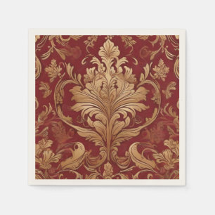 Serviette En Papier Opulent rouge et or Damas