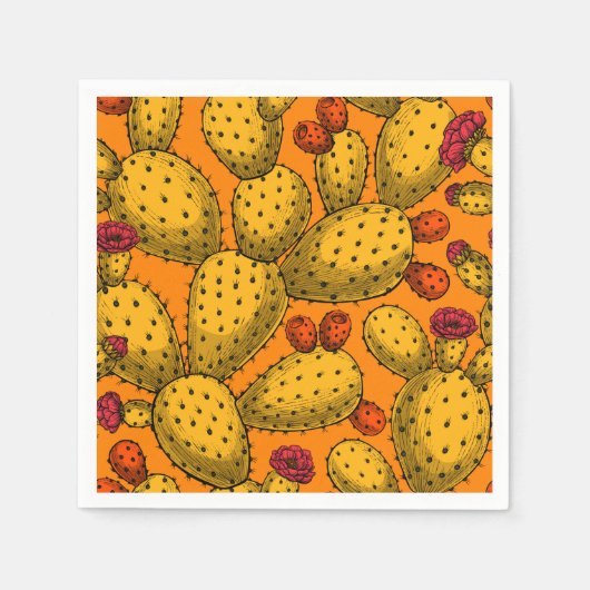 Serviette En Papier Opuntie de floraison en jaune (Devant)