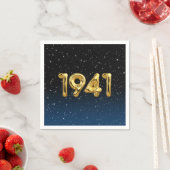 Serviette En Papier Or 1941 Ballons de l'année de naissance avec étoil (En situation)