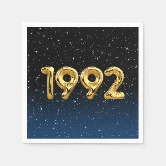 Serviette En Papier Or 1992 Ballons de l'année de naissance en étoiles (Devant)