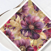 Serviette En Papier Or antique Elégant Or Bourgogne modèle floral