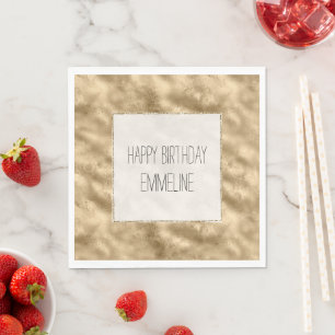 Serviette En Papier Or antique Glitz blanc