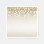 Serviette En Papier Or avec dentelle, croix, religieuse (Devant)
