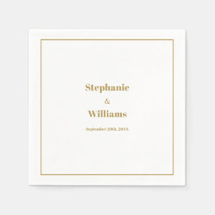 Serviette En Papier Or Blanc Élégant Moderne Simple Minimal Mariage