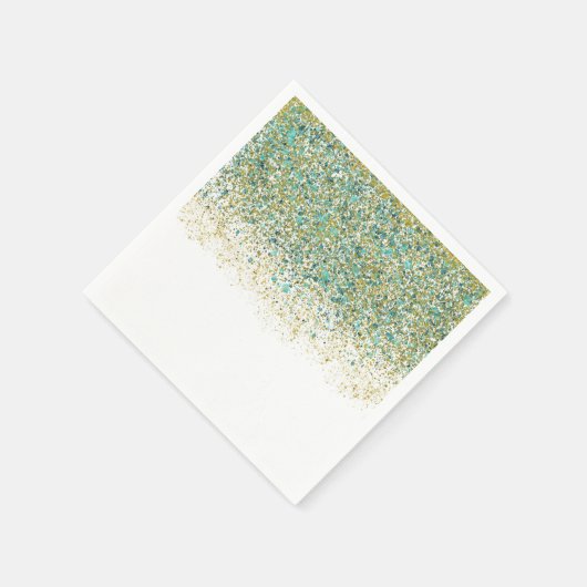 Serviette En Papier Or blanc et Parties scintillant bleue Turquoise Gl (Coin)