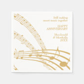 Serviette En Papier Or Blanc Moderne SWEET MUSIC Joyeux Anniversaire (Devant)