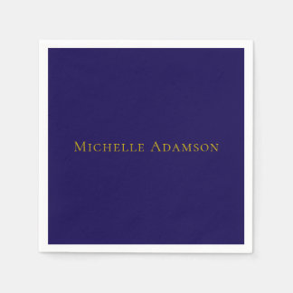 Serviette En Papier Or & Bleu Couleur Professionnel Uni Moderne