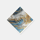 Serviette En Papier Or bleu et marbre blanc (Coin)
