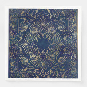 Serviette En Papier Or bleu Vintage Or orange