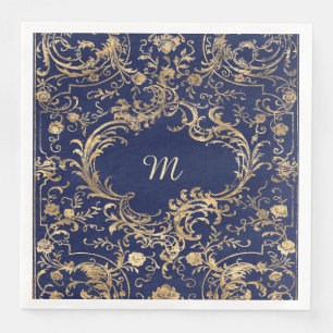 Serviette En Papier Or bleu Vintage Or orange